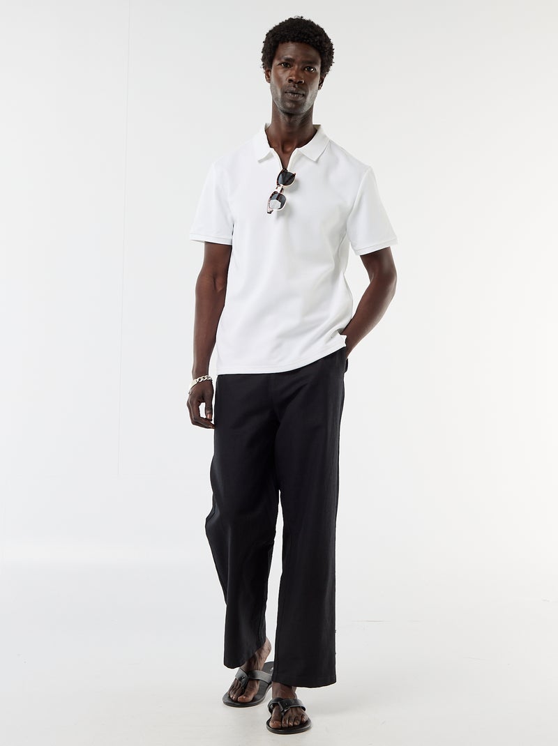 Polo de nido de abeja con cuello de cremallera Blanco - Kiabi