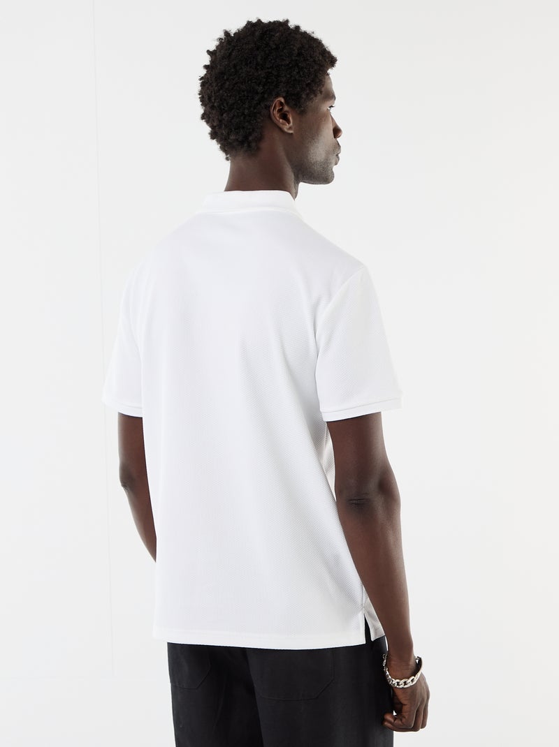Polo de nido de abeja con cuello de cremallera Blanco - Kiabi