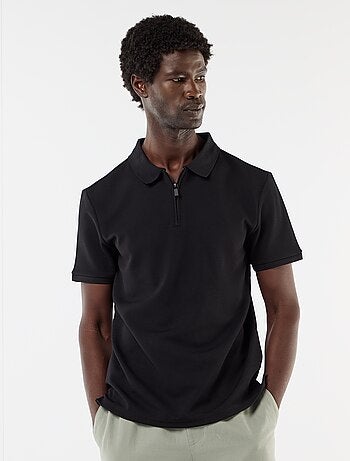 Polo de nido de abeja con cuello de cremallera