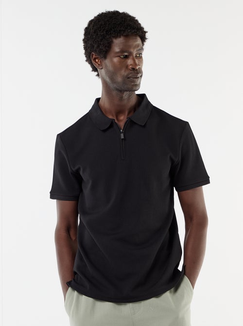 Polo de nido de abeja con cuello de cremallera - Kiabi