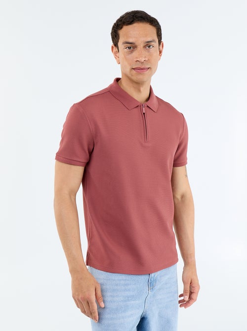Polo de nido de abeja con cuello de cremallera - Kiabi