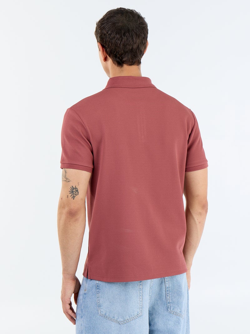 Polo de nido de abeja con cuello de cremallera Rojo - Kiabi