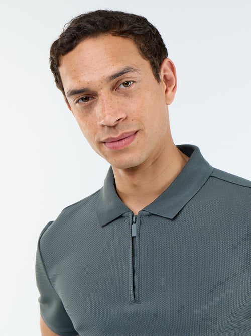 Polo de nido de abeja con cuello de cremallera - Kiabi