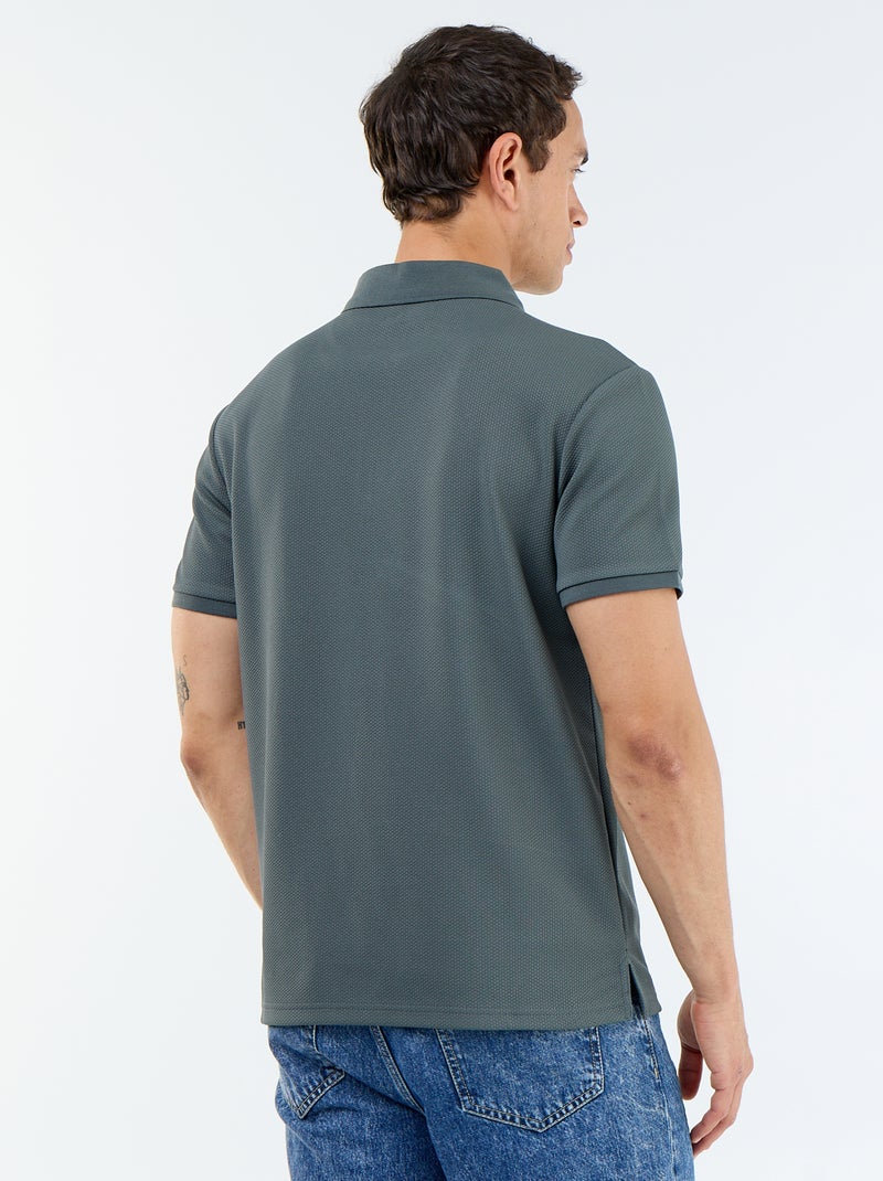 Polo de nido de abeja con cuello de cremallera Verde - Kiabi