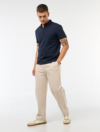 Polo de panal de abeja con cremallera en el cuello