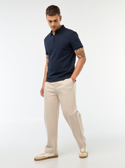 Polo de panal de abeja con cremallera en el cuello - Kiabi Polo de panal de abeja con cremallera en el cuello - Kiabi