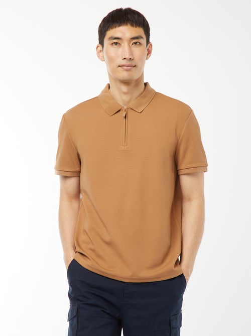 Polo de panal de abeja con cremallera en el cuello - Kiabi