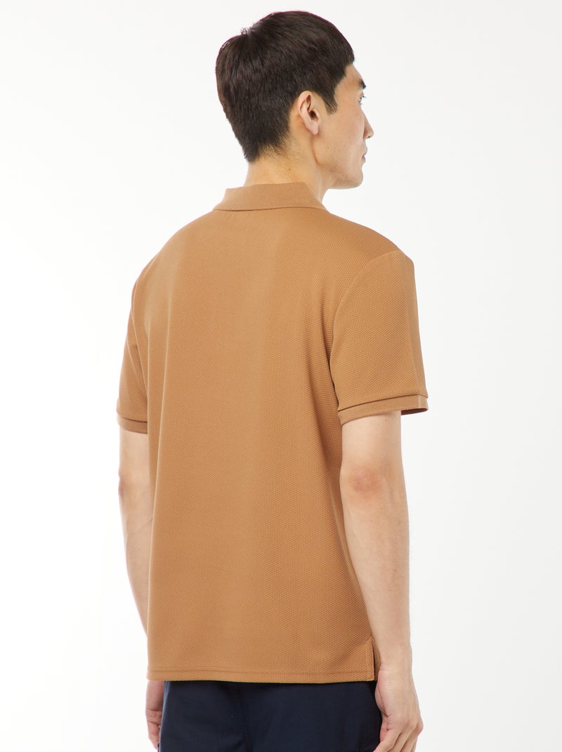 Polo de panal de abeja con cremallera en el cuello BEIGE - Kiabi