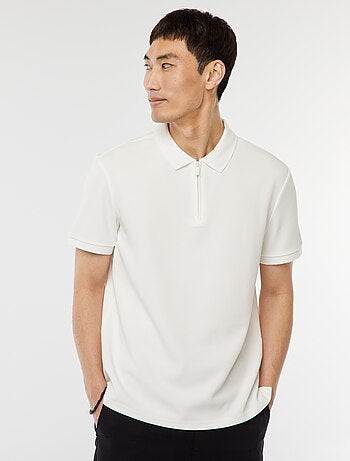 Polo de panal de abeja con cremallera en el cuello