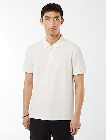 Polo de panal de abeja con cremallera en el cuello