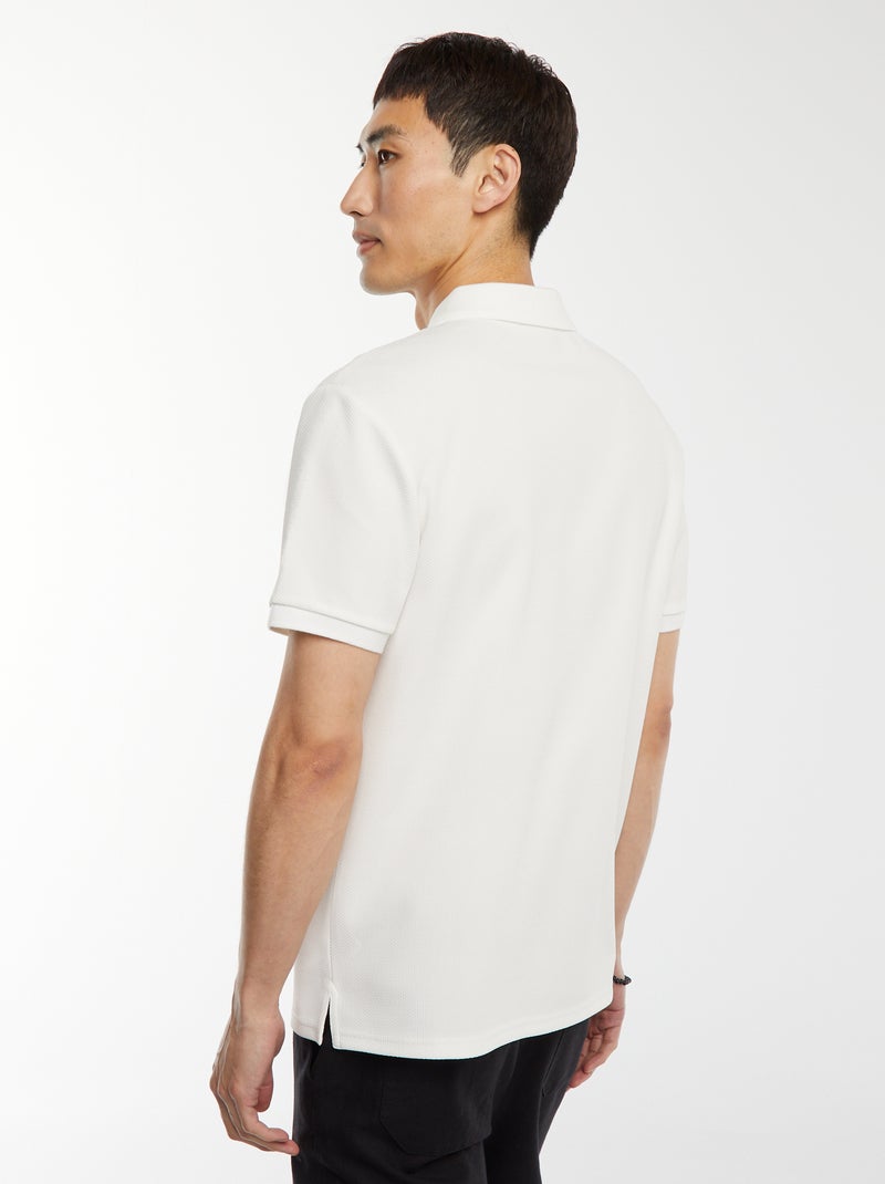 Polo de panal de abeja con cremallera en el cuello BLANCO - Kiabi