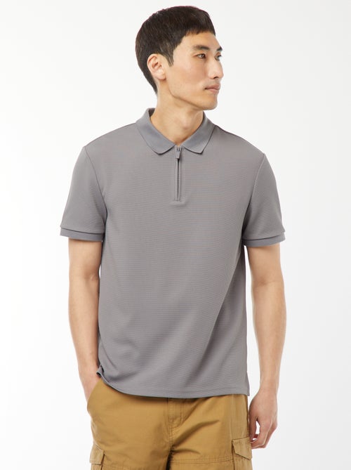 Polo de panal de abeja con cremallera en el cuello - Kiabi