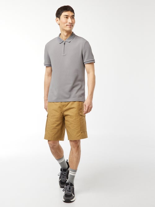 Polo de panal de abeja con cremallera en el cuello - Kiabi