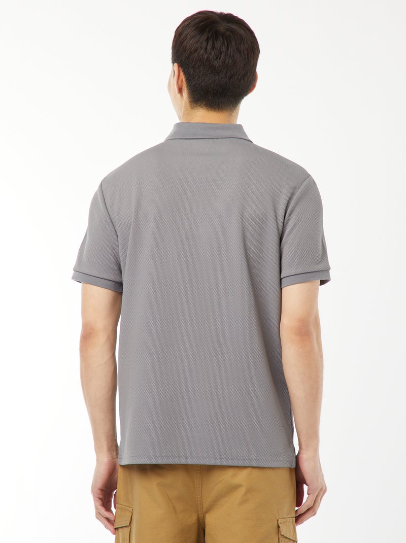 Polo de panal de abeja con cremallera en el cuello GRIS - Kiabi