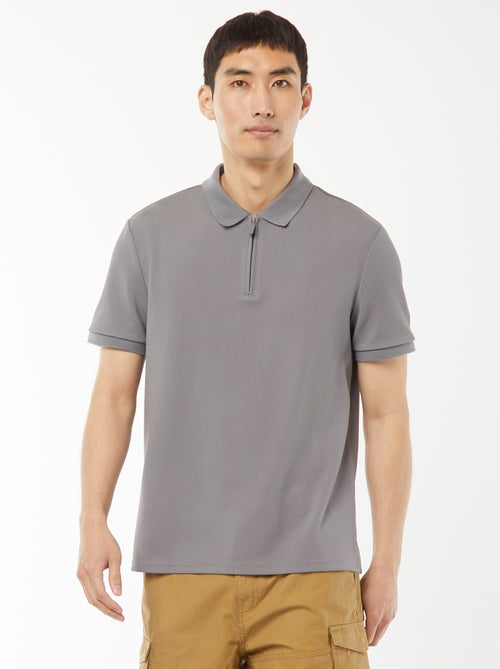 Polo de panal de abeja con cremallera en el cuello - Kiabi