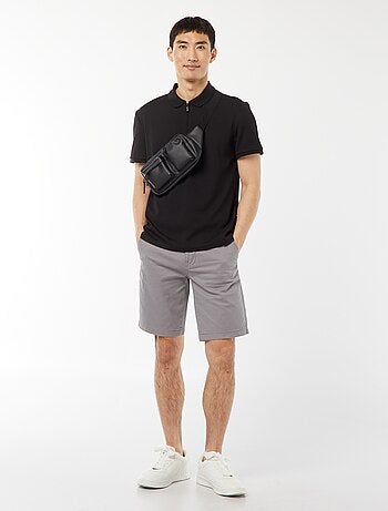 Polo de panal de abeja con cremallera en el cuello