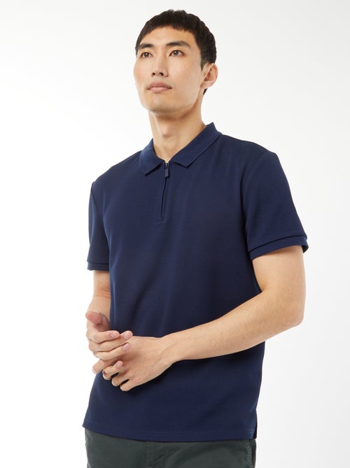 Polo de panal de abeja con cremallera en el cuello - Kiabi