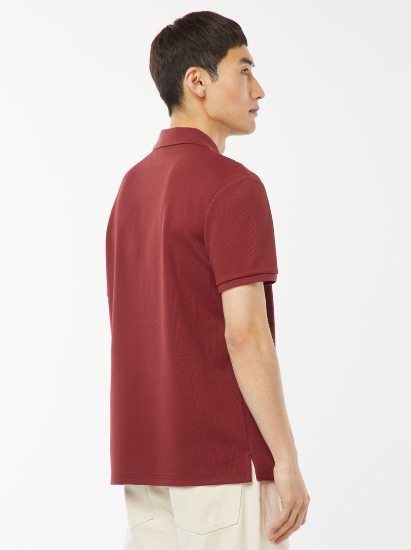 Polo De Panal De Abeja Con Cremallera En El Cuello - ROJO - Hombre - 15