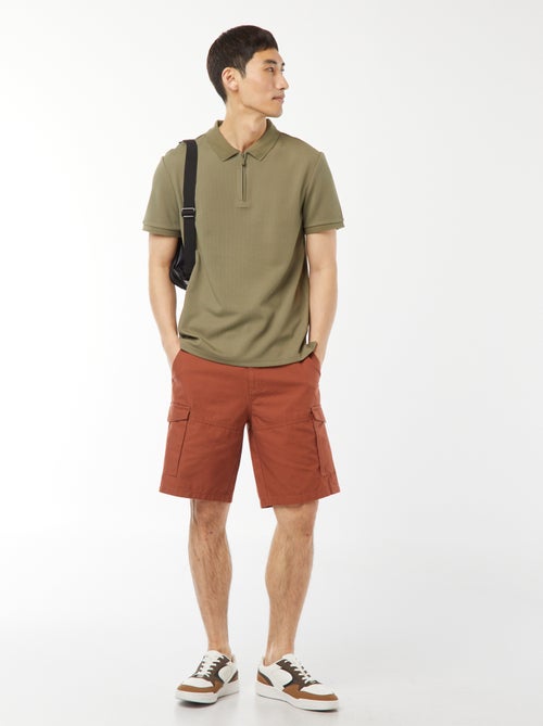 Polo de panal de abeja con cremallera en el cuello - Kiabi