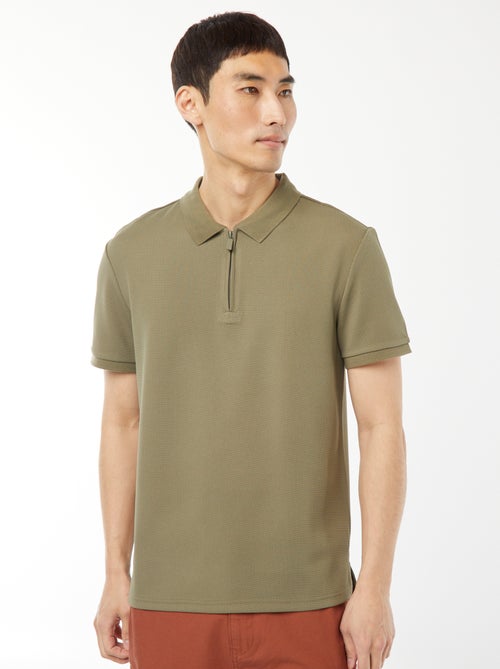 Polo de panal de abeja con cremallera en el cuello - Kiabi