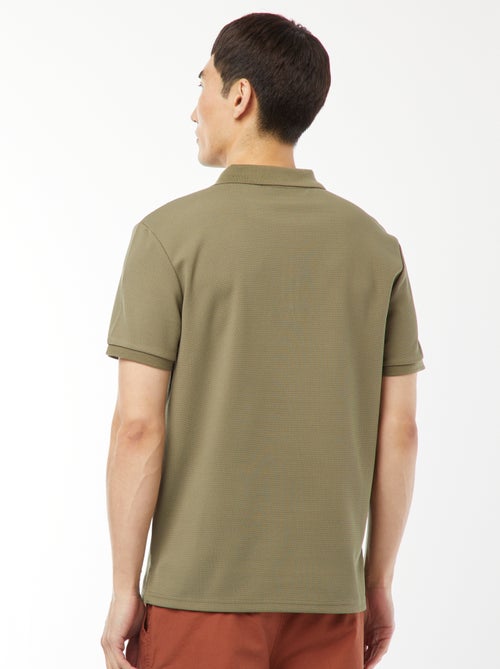 Polo de panal de abeja con cremallera en el cuello - Kiabi