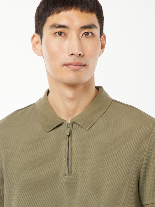 Polo de panal de abeja con cremallera en el cuello - Kiabi