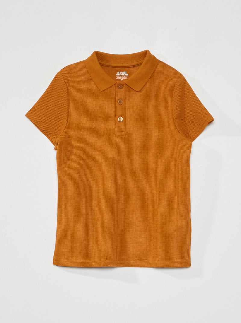 Polo de panal de abeja MARRON - Kiabi