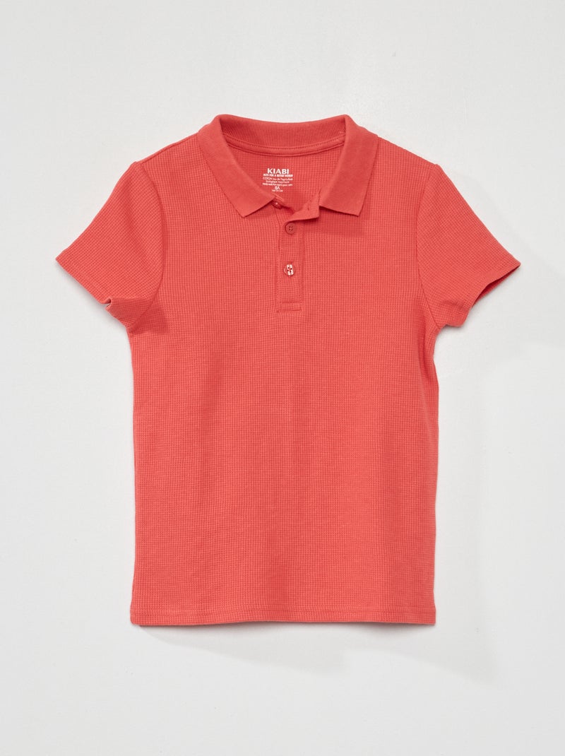 Polo de panal de abeja ROJO - Kiabi
