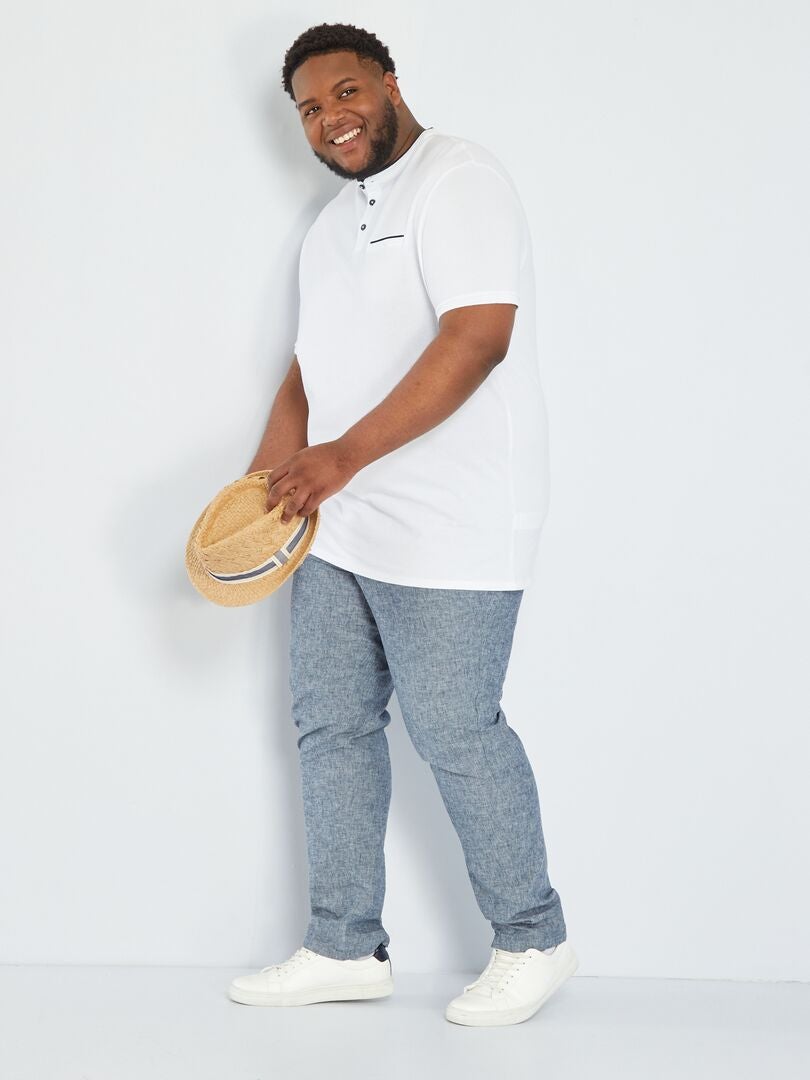 Polo de piqué algodón con cuello mao Blanco - Kiabi