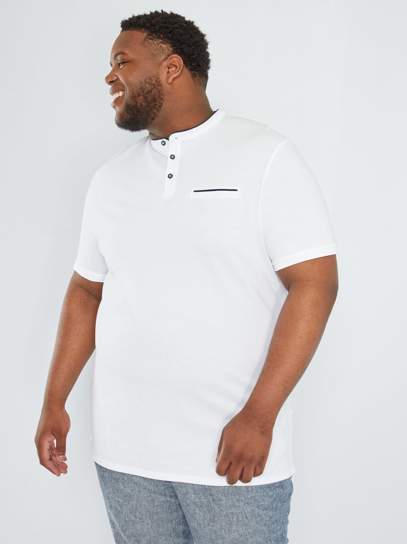 Polo de piqué algodón con cuello mao Blanco - Kiabi