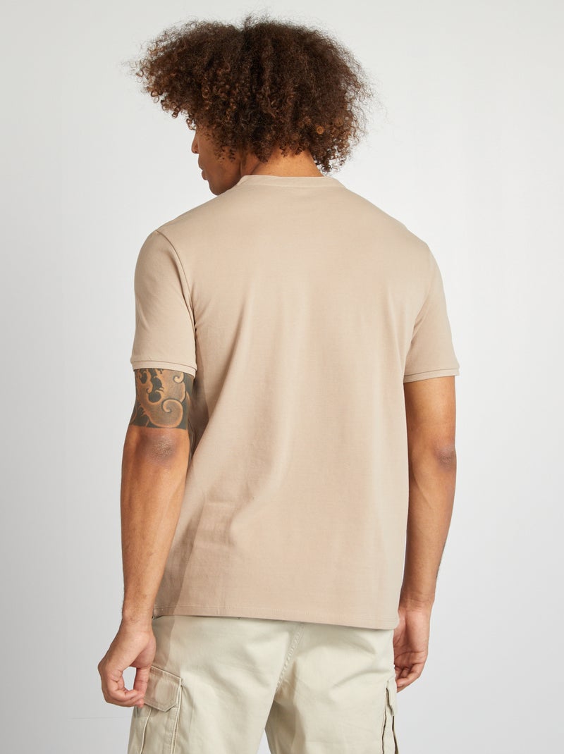 Polo de piqué cuello mao beige - Kiabi