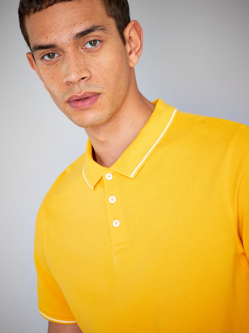 Polo de piqué de algodón AMARILLO - Kiabi