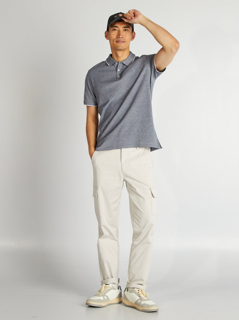 Polo de piqué de algodón AZUL - Kiabi