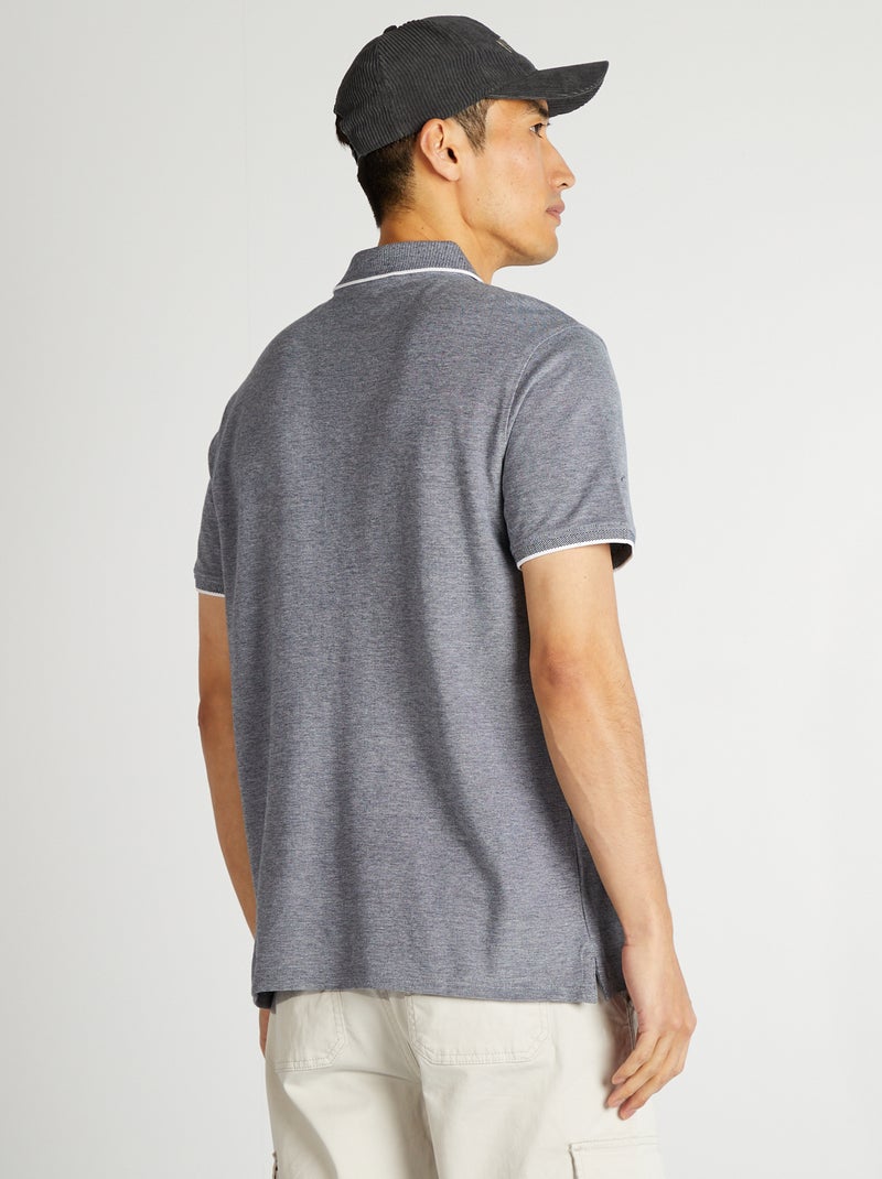 Polo de piqué de algodón AZUL - Kiabi