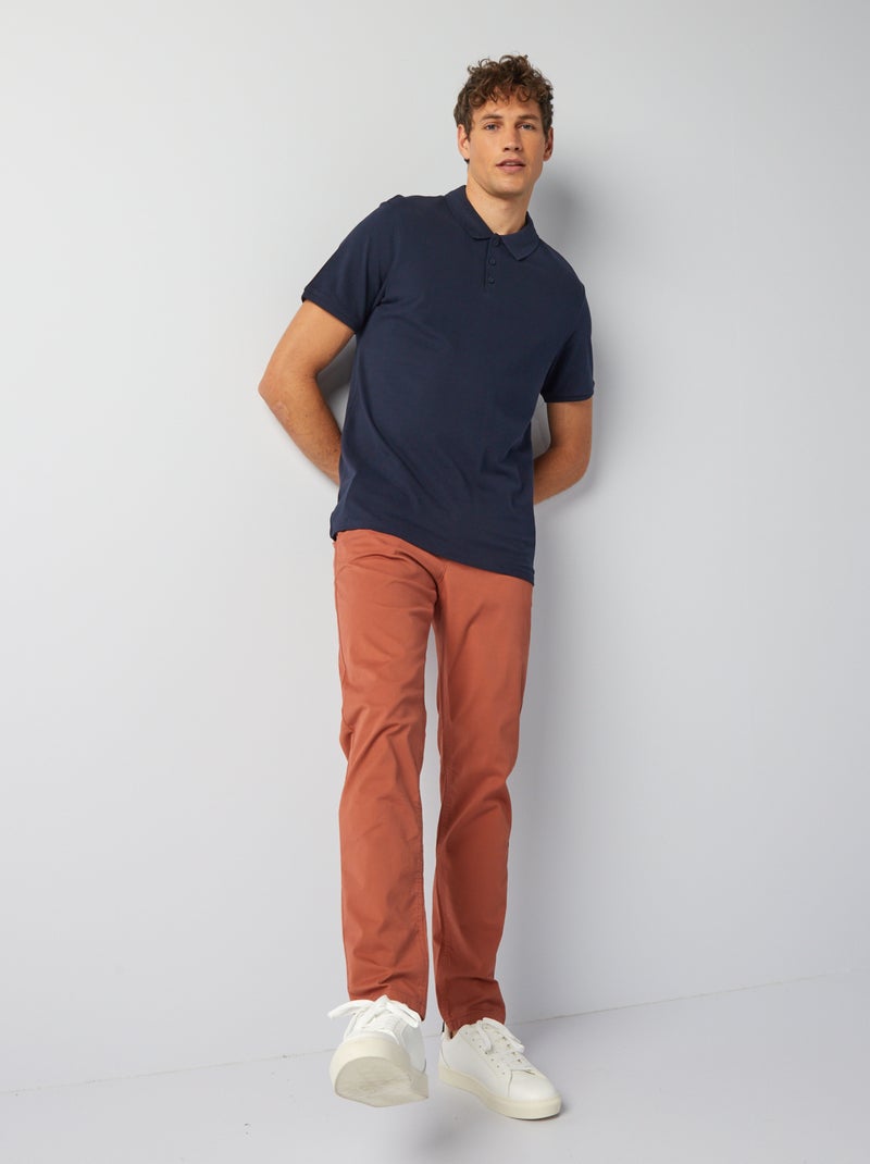 Polo de piqué de algodón azul - Kiabi