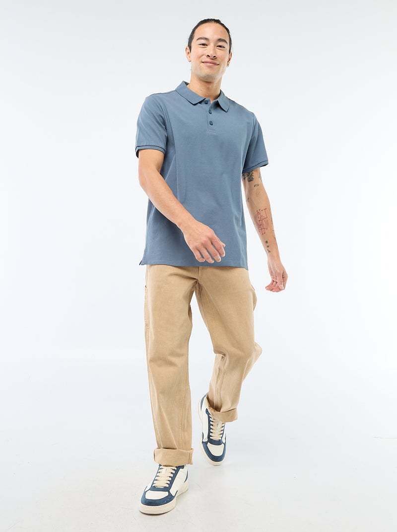 Polo de piqué de algodón Azul - Kiabi