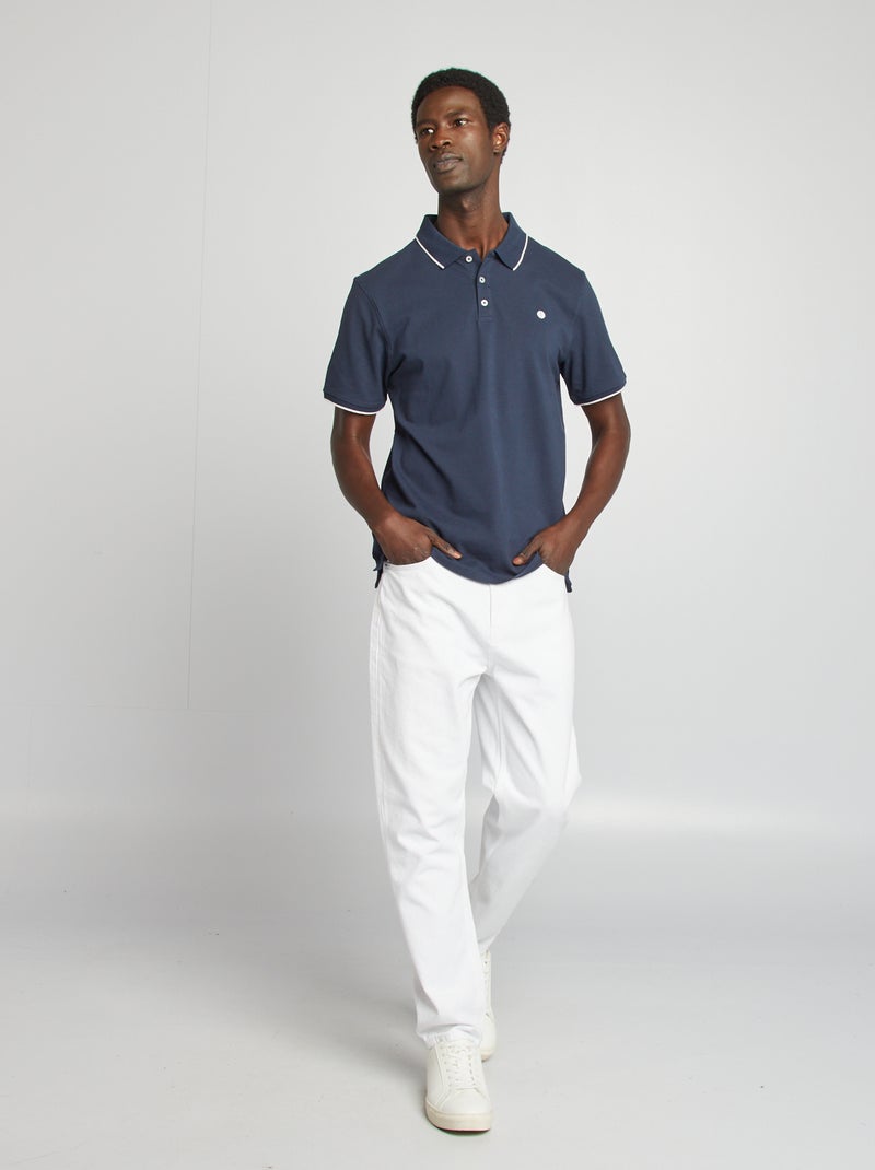 Polo de piqué de algodón azul - Kiabi