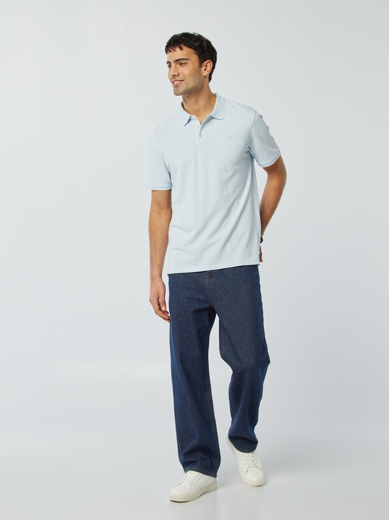 Polo de piqué de algodón AZUL - Kiabi