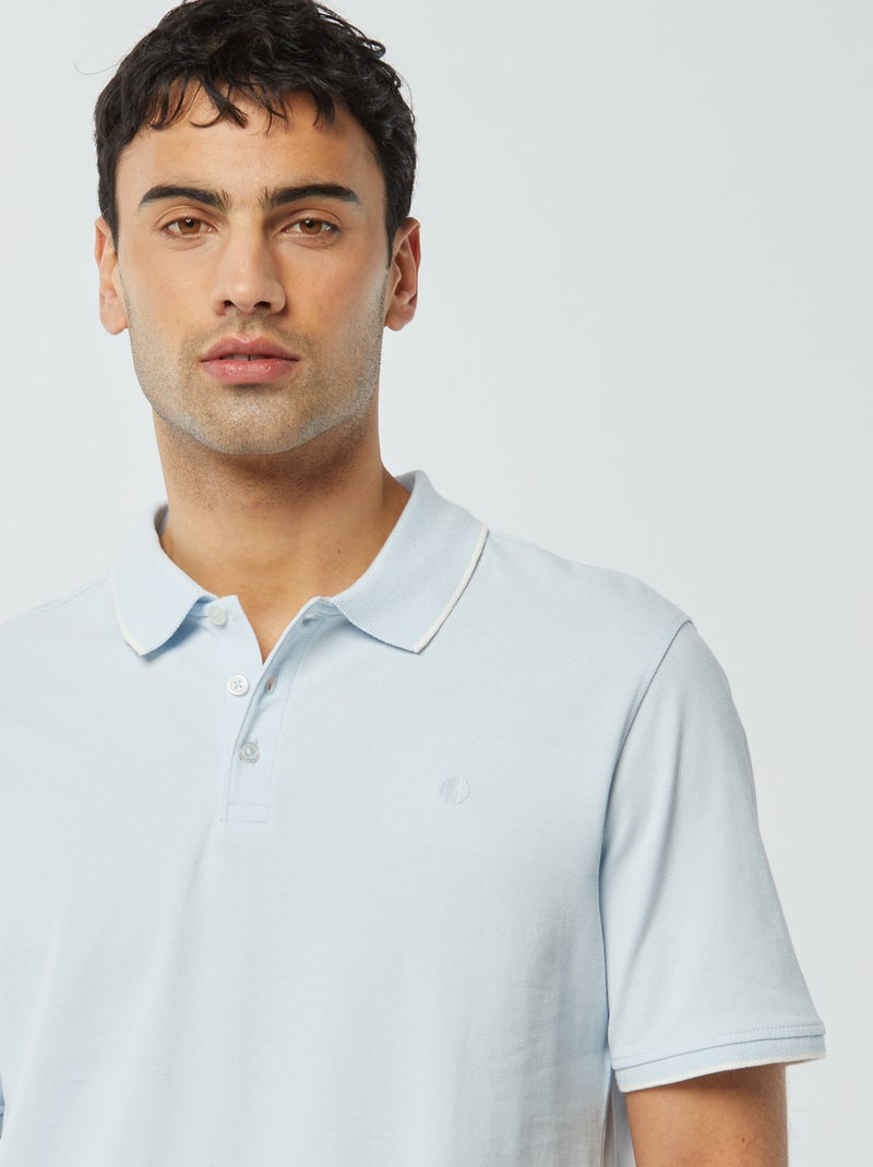 Polo de piqué de algodón AZUL - Kiabi