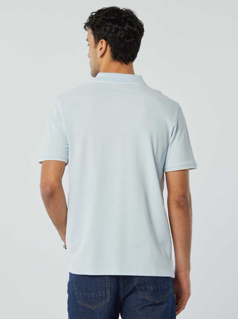 Polo de piqué de algodón AZUL - Kiabi