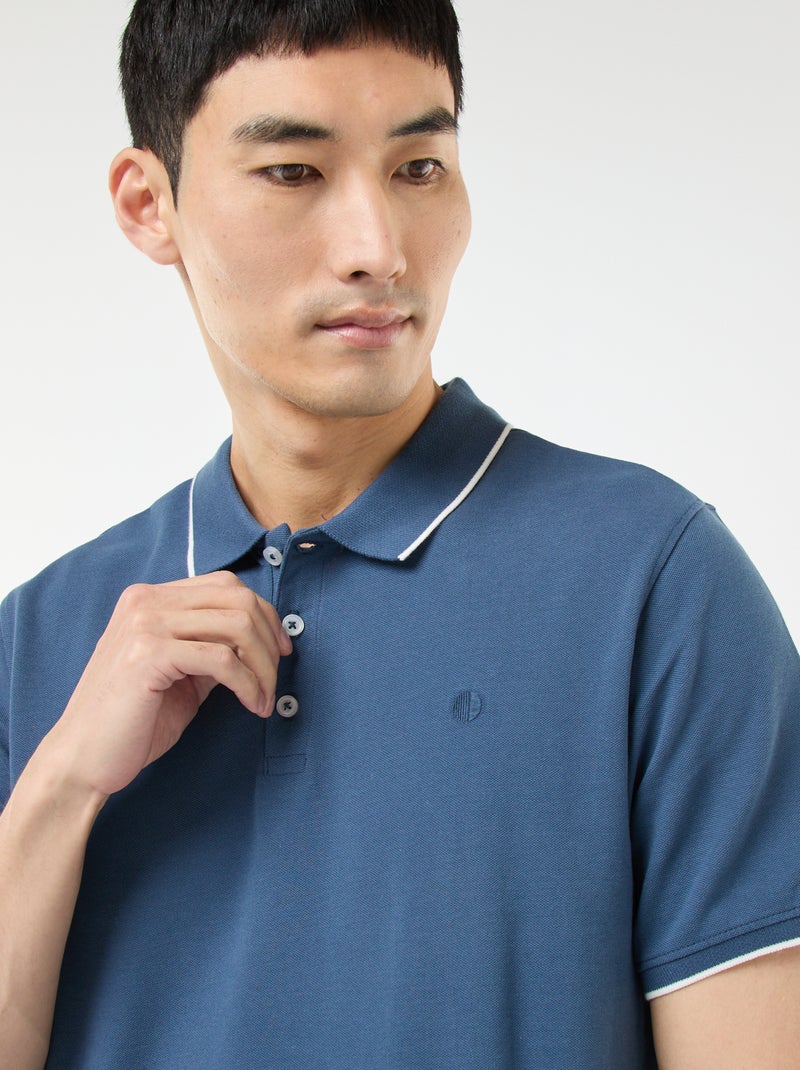 Polo de piqué de algodón Azul - Kiabi