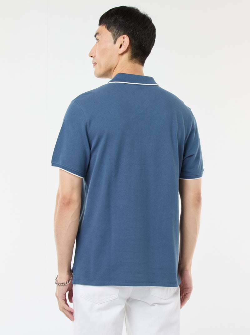 Polo de piqué de algodón Azul - Kiabi