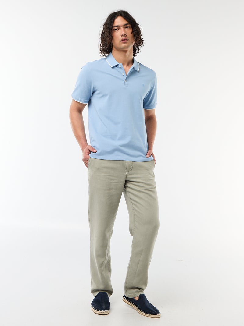 Polo de piqué de algodón Azul - Kiabi