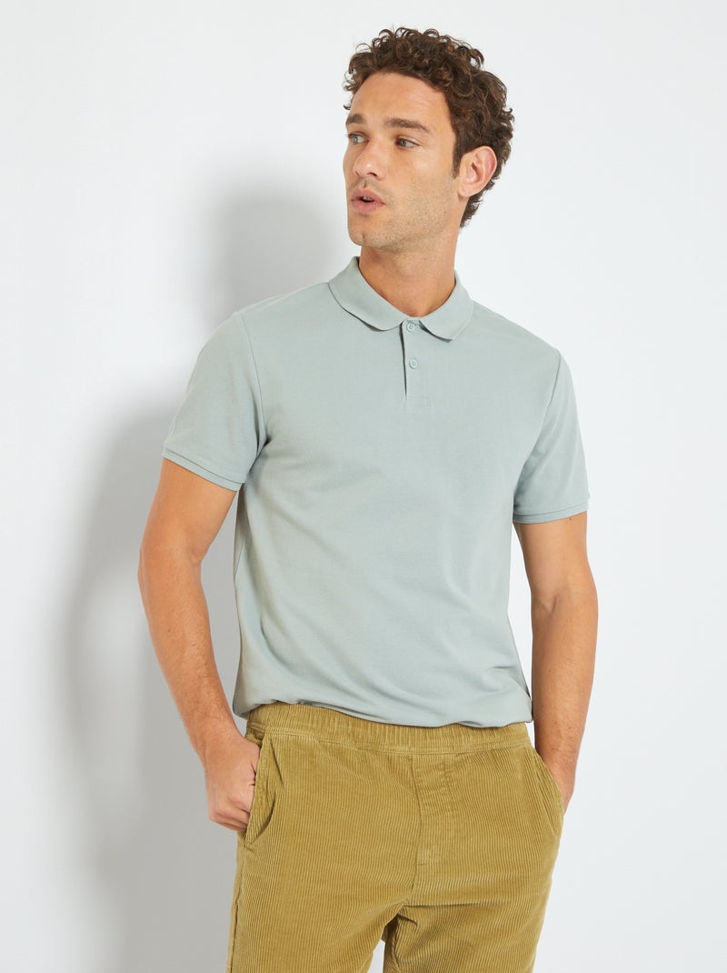 Polo de piqué de algodón azul - Kiabi
