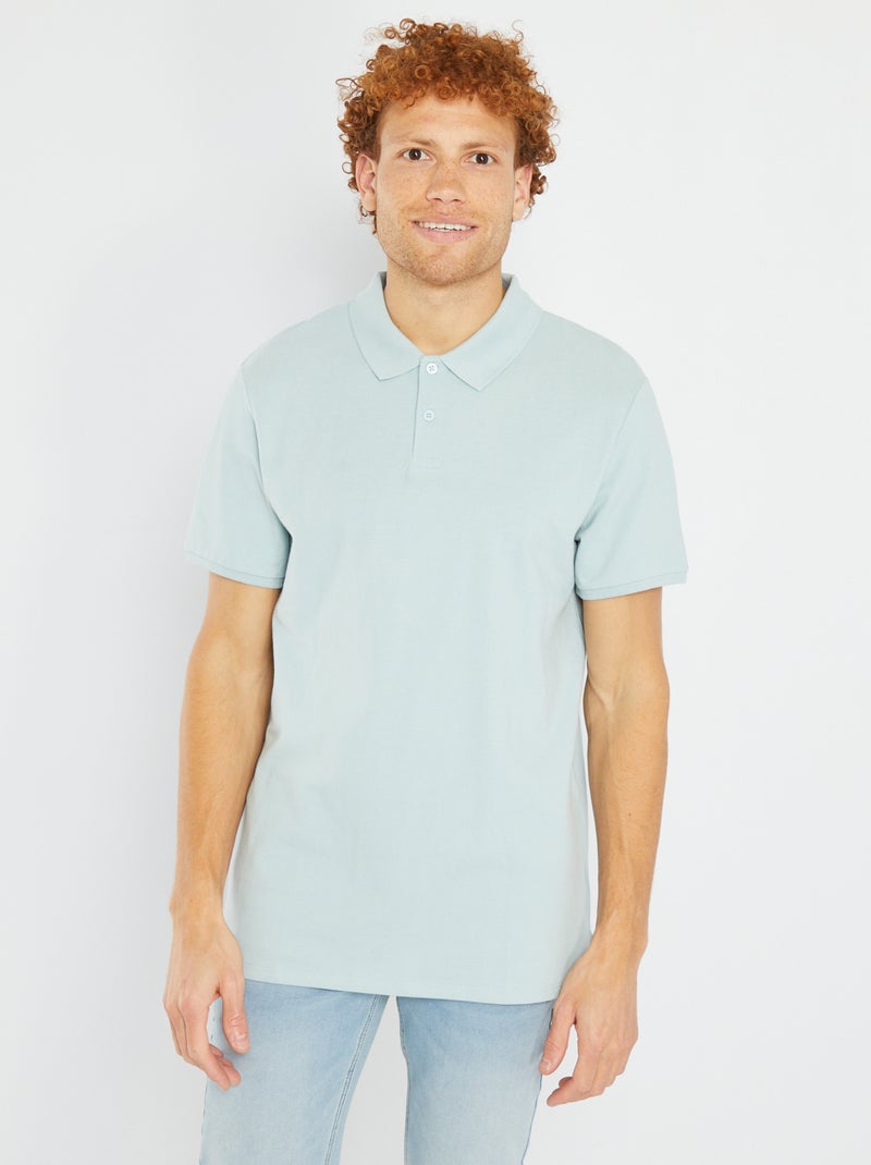 Polo de piqué de algodón AZUL - Kiabi