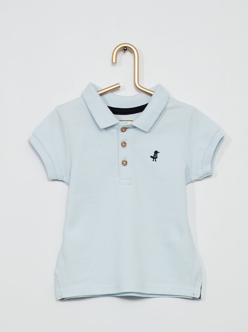 Polo de piqué de algodón AZUL - Kiabi