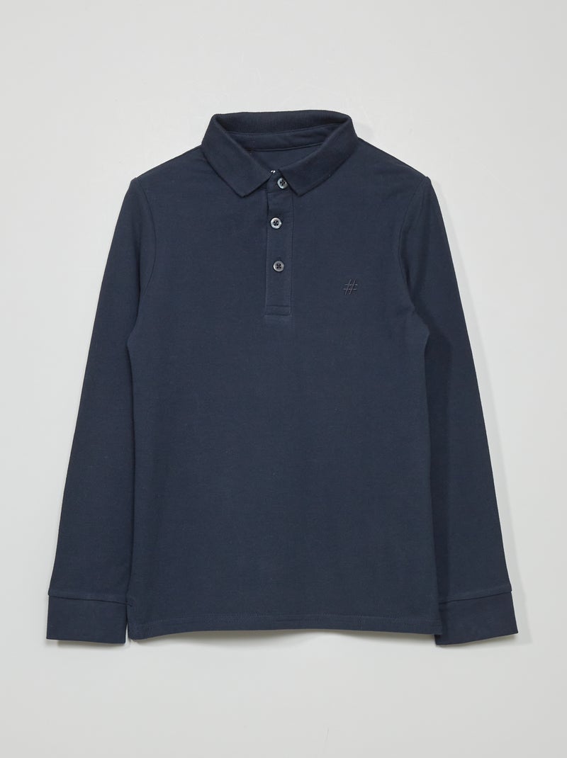 Polo de piqué de algodón azul - Kiabi