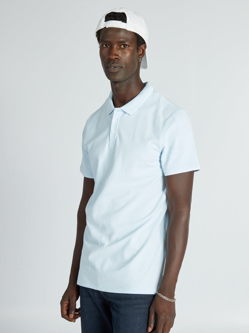 Polo de piqué de algodón AZUL - Kiabi