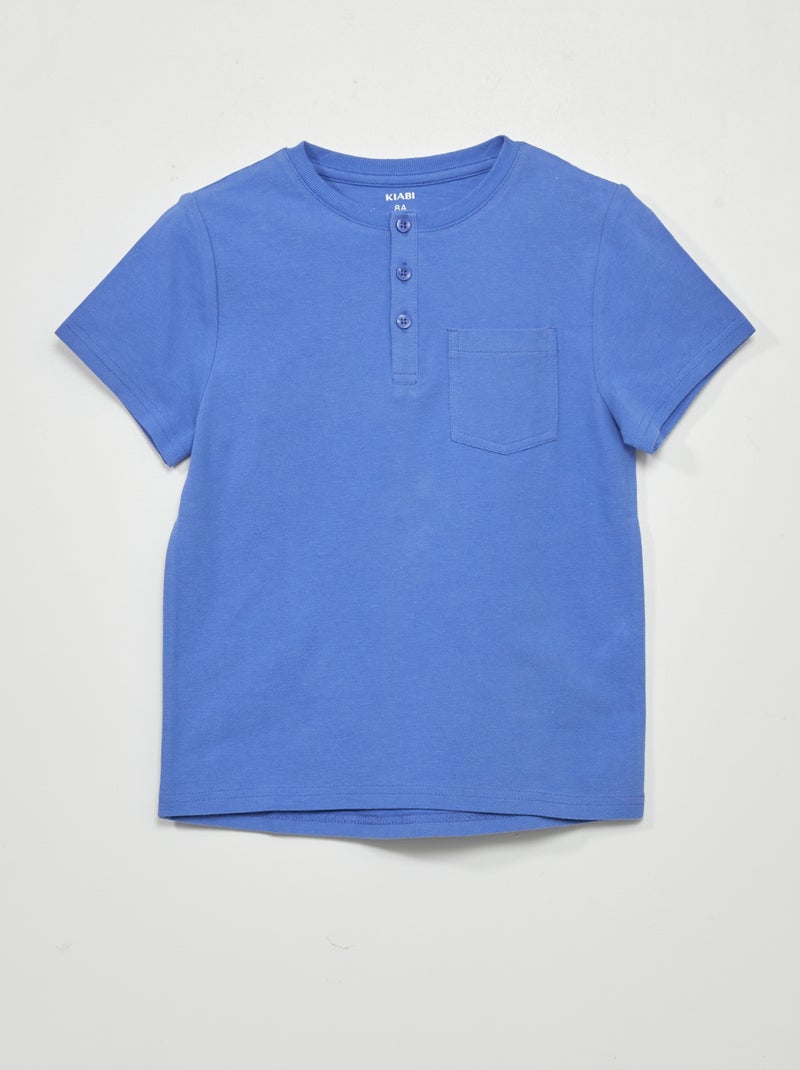 Polo de piqué de algodón azul - Kiabi