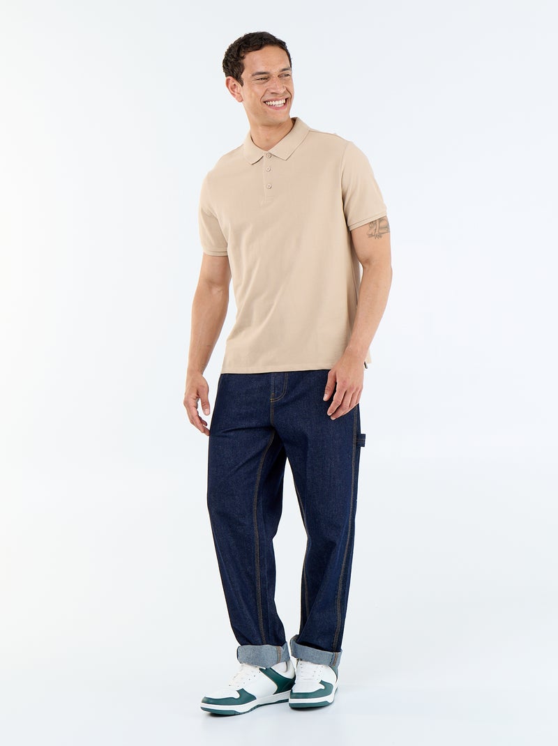 Polo de piqué de algodón Beige - Kiabi